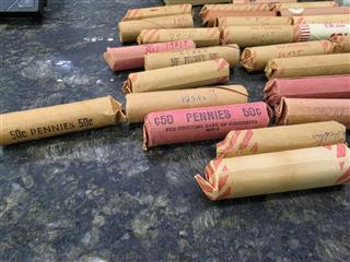 Unsearched Rolls of Pennies from 50's-80s Rolled! Approx $17 worth of pennies!